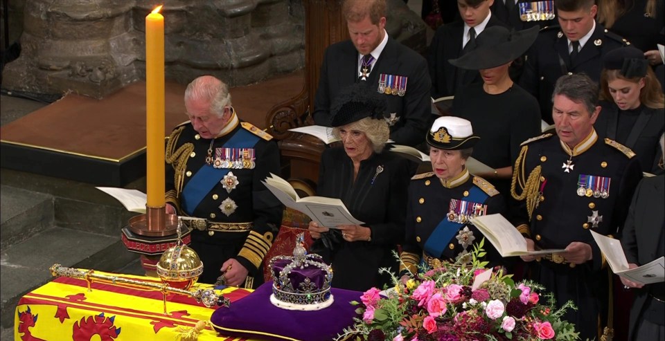 King Charles and the Princess Royal were seated in the front row of Westminster Abbey for the funeral