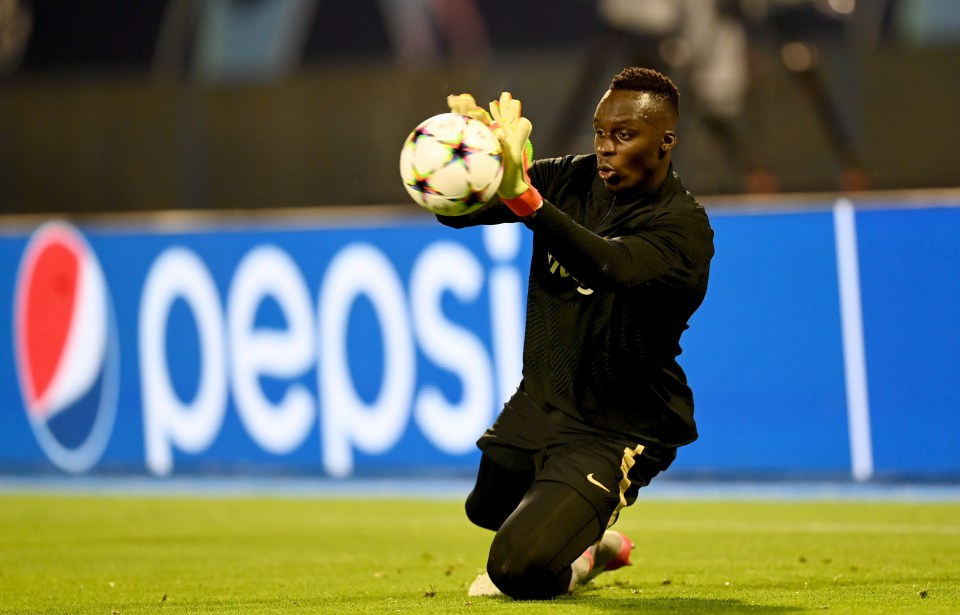 Edouard Mendy in training yesterday ahead of tonight’s Champions League clash against Dinamo Zagreb