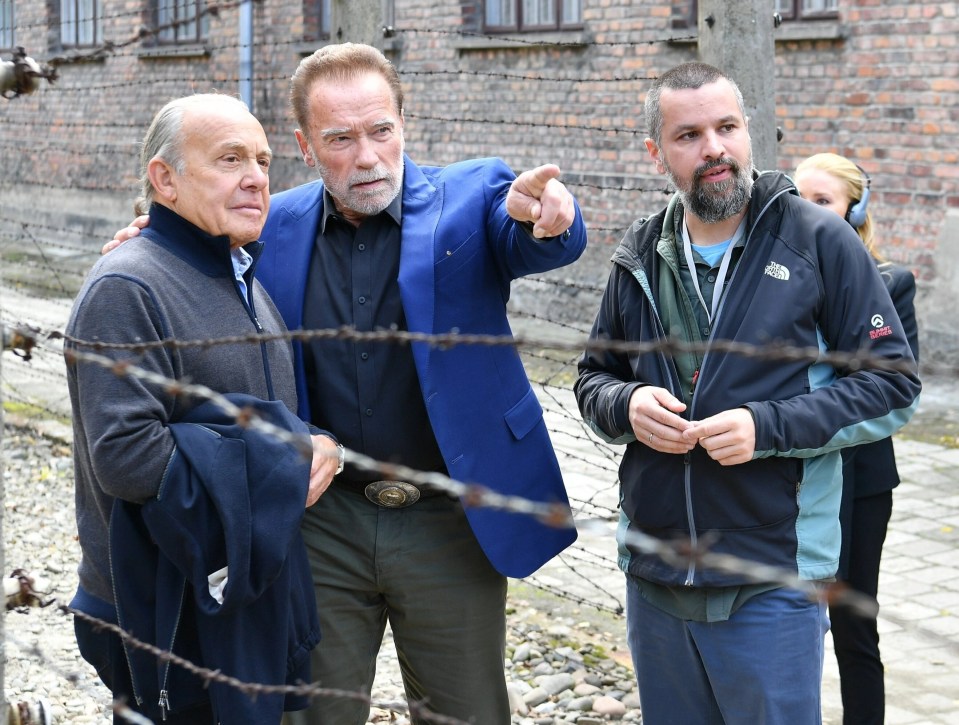 Arnie visited the camp on Wednesday after being recognised for his work countering anti-Semitism and hate