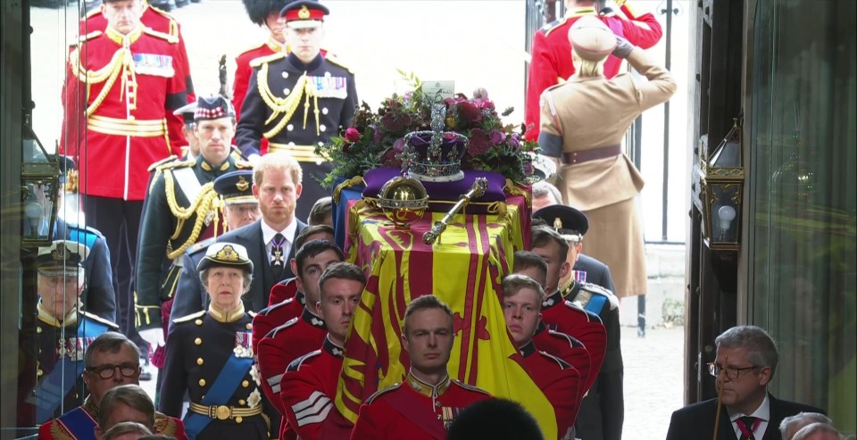 The pallbearers also had the honour of carrying the Queen's coffin in and out of Westminster Abbey