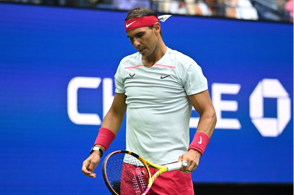 A dejected Nadal has struggled with injury issues this season