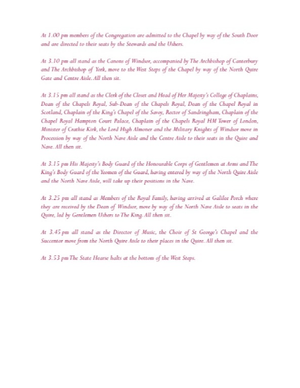 Page three of the order of service