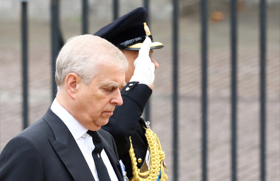 Prince Andrew was visibly upset during the procession