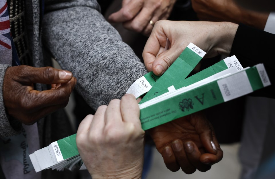 Wristbands from the Queen's Lying in state have appeared on eBay