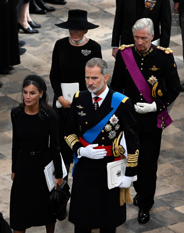 Spain’s King Felipe VI and Queen Letizia attended, closely followed by Belgium’s King Phillipe and Queen Mathilde