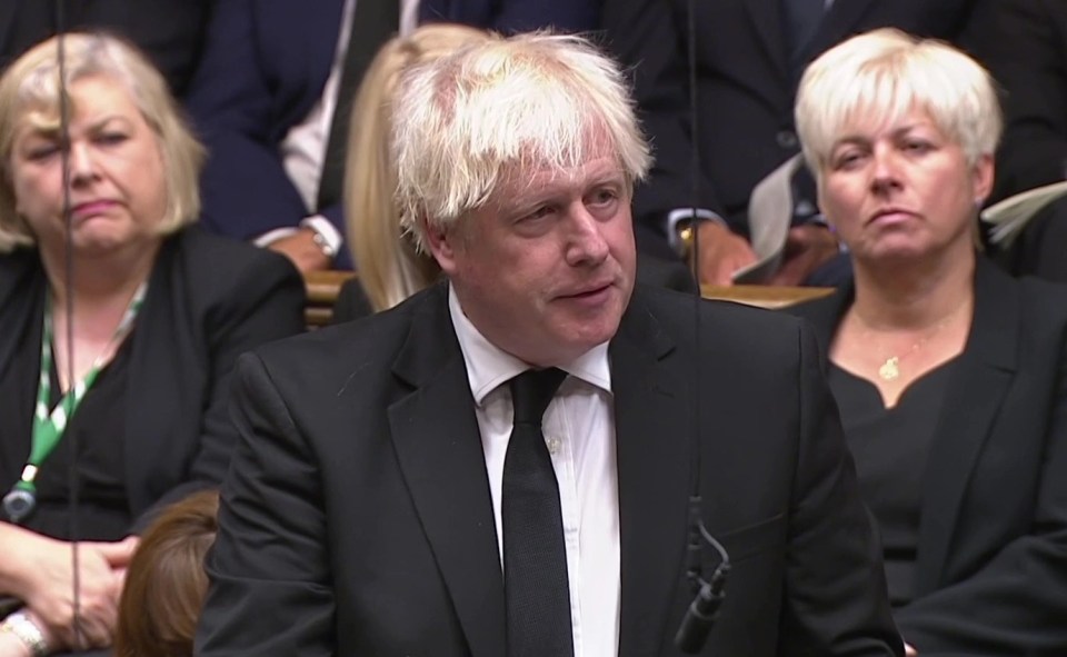 Boris Johnson paying tribute to the Queen in the Commons today