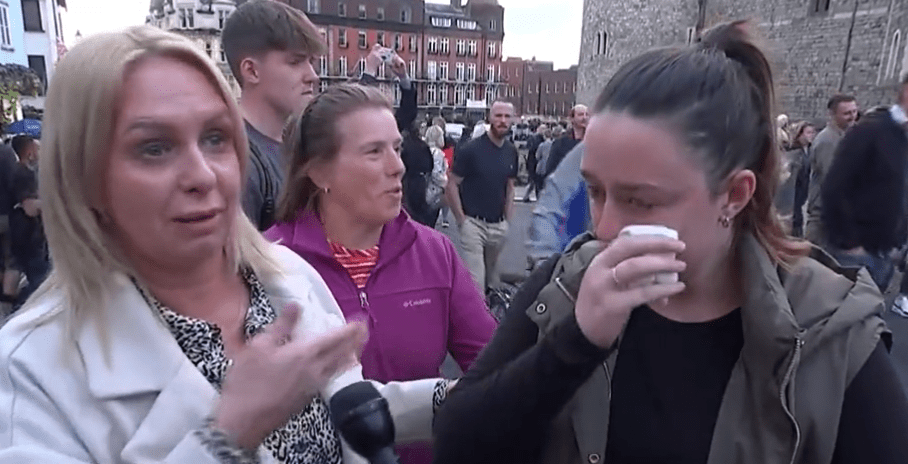 An emotional fan has paid tribute to the Queen outside Windsor castle