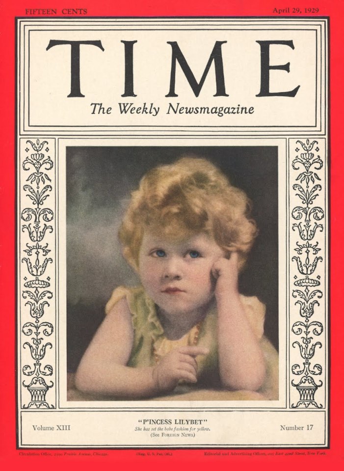 'Princess Lilybet' making the news on the front of Time magazine in 1929