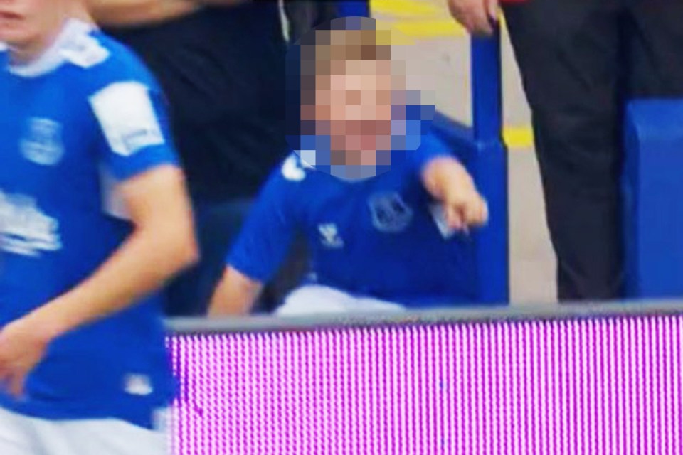 The young Everton fan pointed at the £85m man and laughed