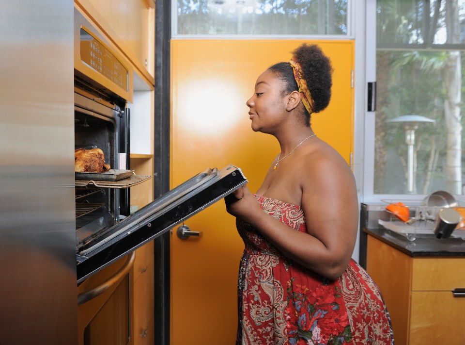 Once you've finished cooking, leave the oven door open if you can safely to allow the heat to circulate around the room