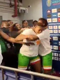 Two Mali players were scrapping in the mixed zone