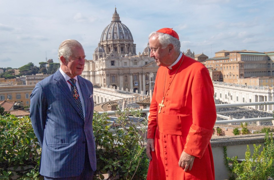 Cardinal Archbishop of Westminster with King Charles. It is not uncommon for the Cardinal Archbishop to have dealings with the royal family.