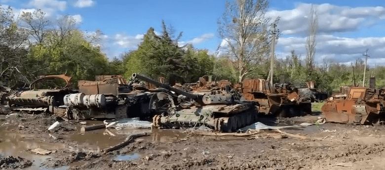 Ukraine has found a Russian tank graveyard near Izyum