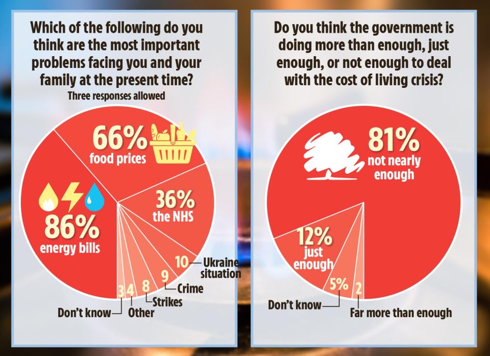 The poll reveals the Government is 'not helping nearly enough' with the cost of living crisis