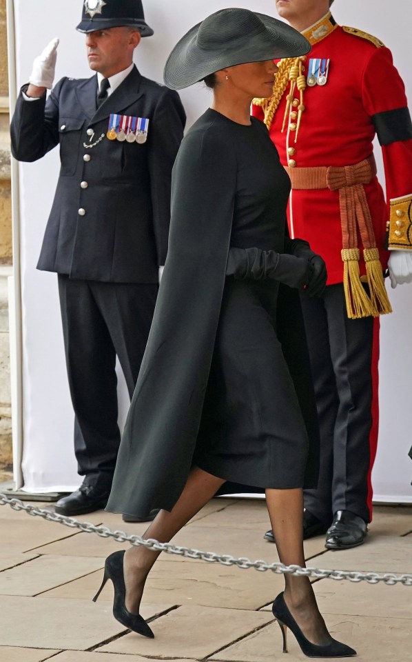 Fans were impressed with how royals Kate and Meghan, above, manage to walk so well on towering, spindly heels