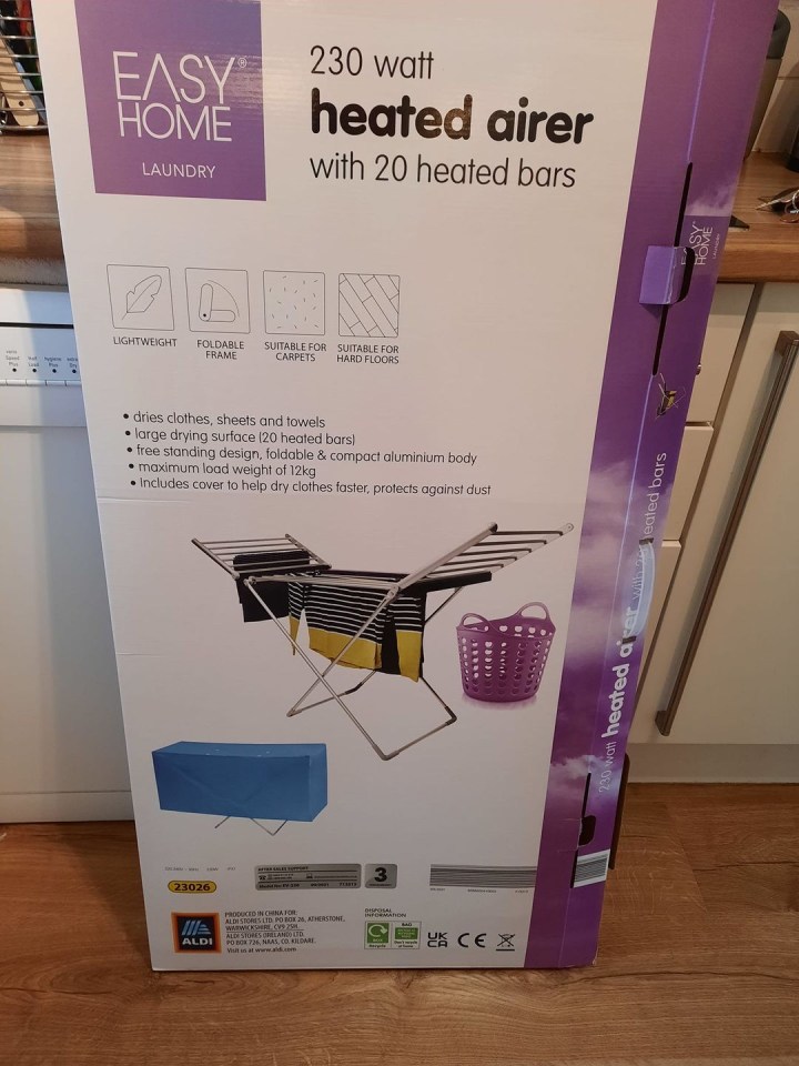 A woman took to Facebook to share her £7.99 bargain buy from Aldi – a heated clothes airer