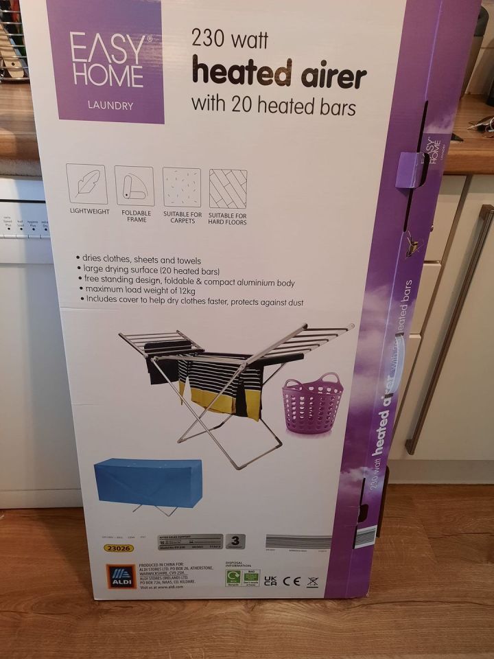 A woman took to Facebook to share her £7.99 bargain buy from Aldi - a heated clothes airer