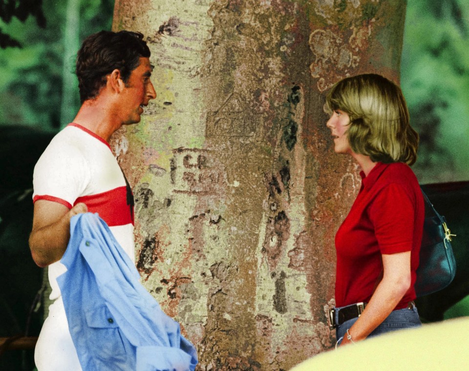 Prince Charles talking to Camilla Parker Bowles at a Polo Match in July 1975