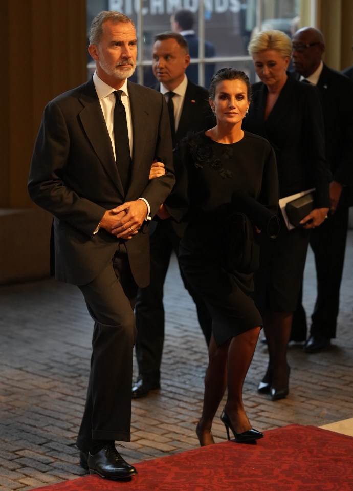 Queen Letizia of Spain joins husband King Felipe VI for the reception