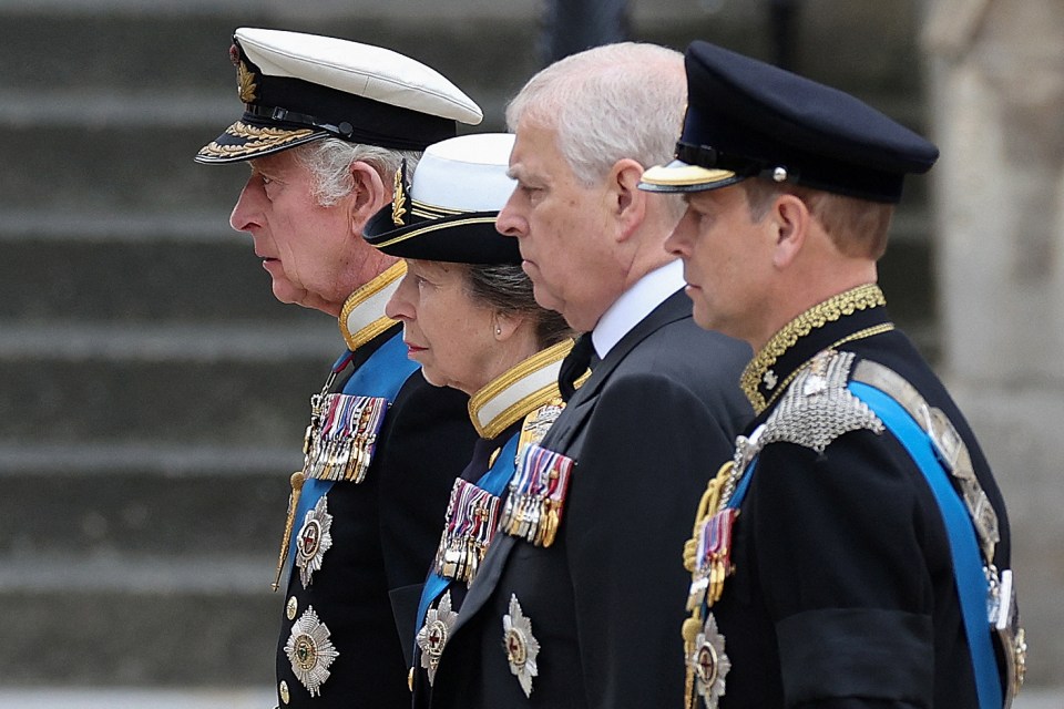 The Queen's four children say goodbye to by their mother at Westminster Abbey