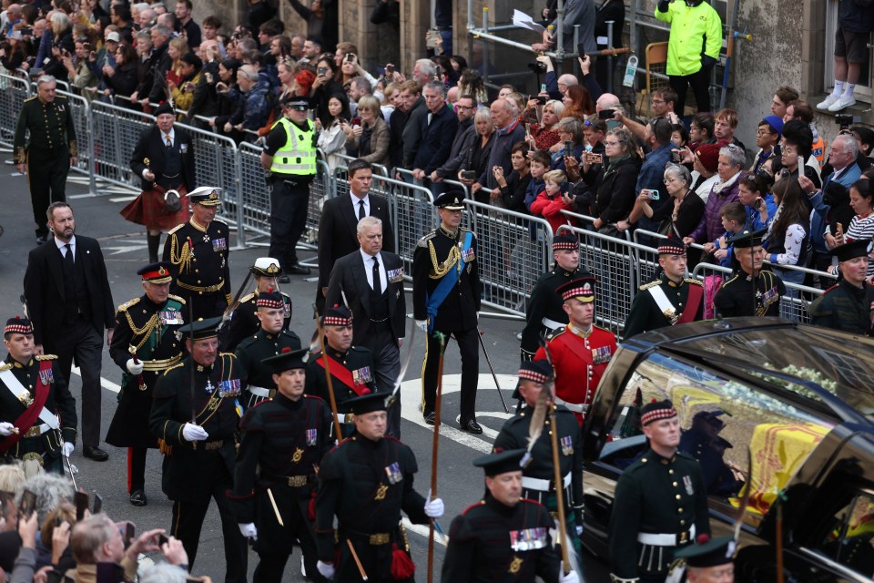 The royals looked solemn as they followed their mother's hearse