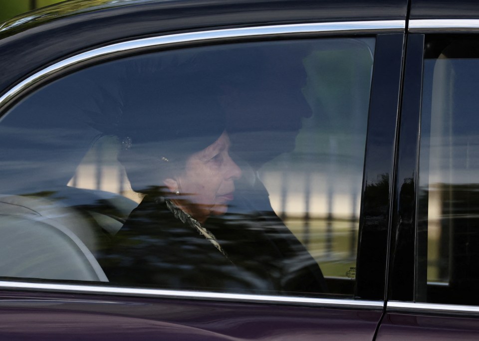 Princess Anne accompanies the hearse carrying the coffin of the Queen