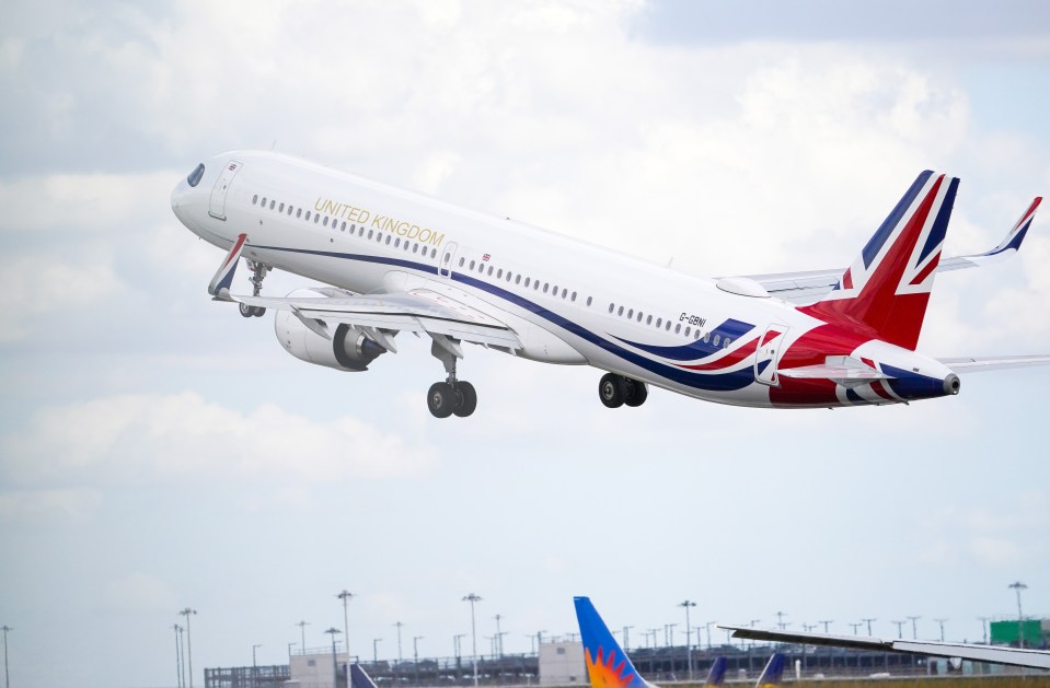 The A321, tail number G-GBNI, was dubbed 'Baby Boris Force One' as it had the same 'Global Britain' livery as the Voyager, which the Government spent £900,000 painting