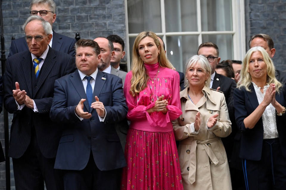 Carrie joined Boris' loyalists to listen to his farewell words