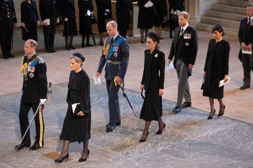 Members of the Royal Family follow the Queen’s coffin to Westminster Hall