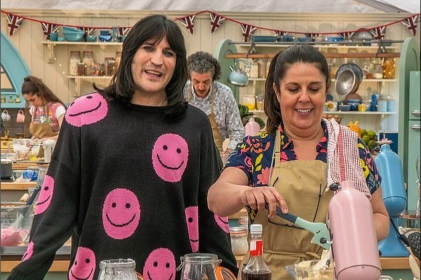 The baker alongside host Noel Fielding