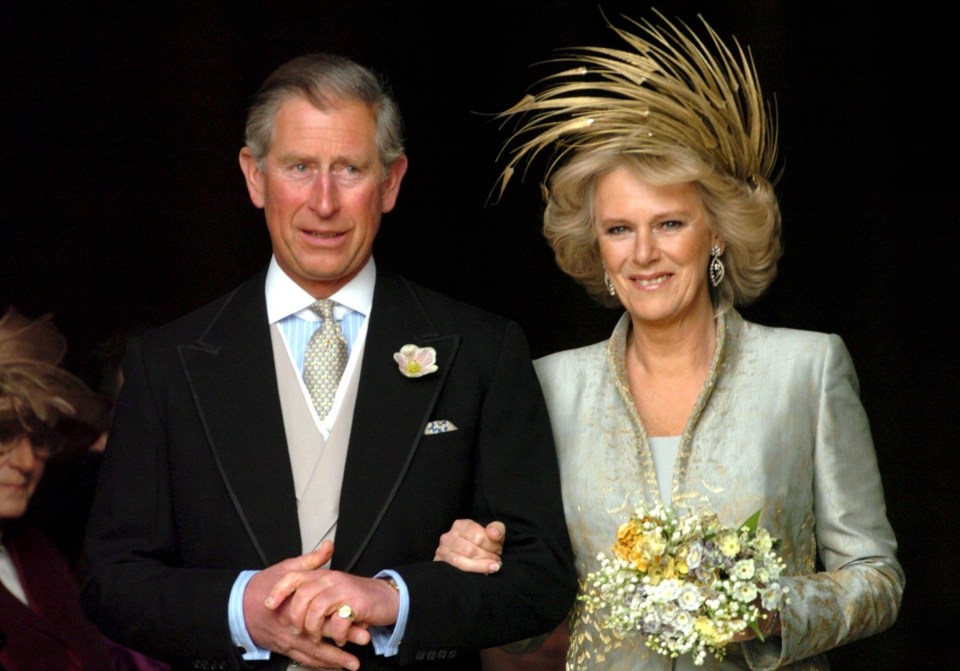 Charles and Camilla after their blessing at St George’s Chapel in 2005 as they 'reaching the winners’ enclosure' as the late Queen said