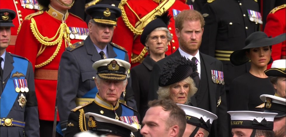 The couple sat behind King Charles and Queen Consort Camilla