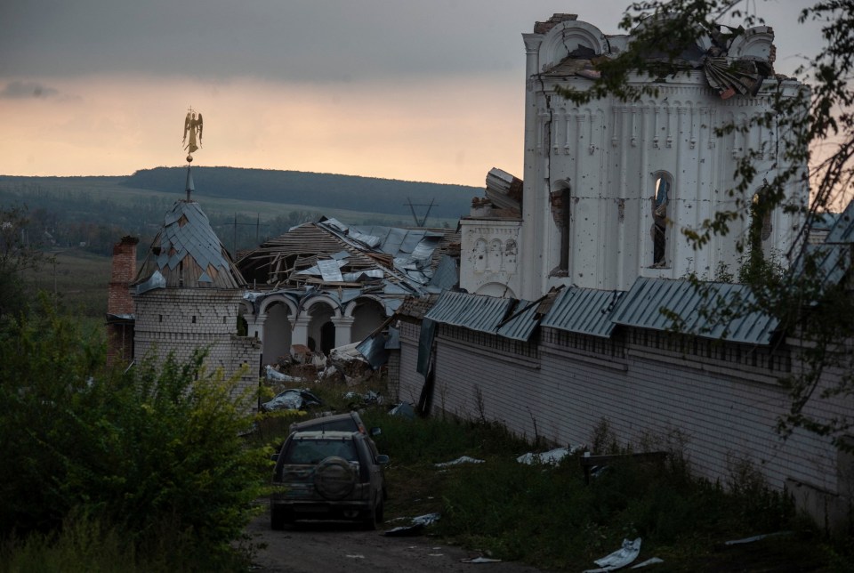 A destroyed church near the town of Izium, recently liberated from Russian control