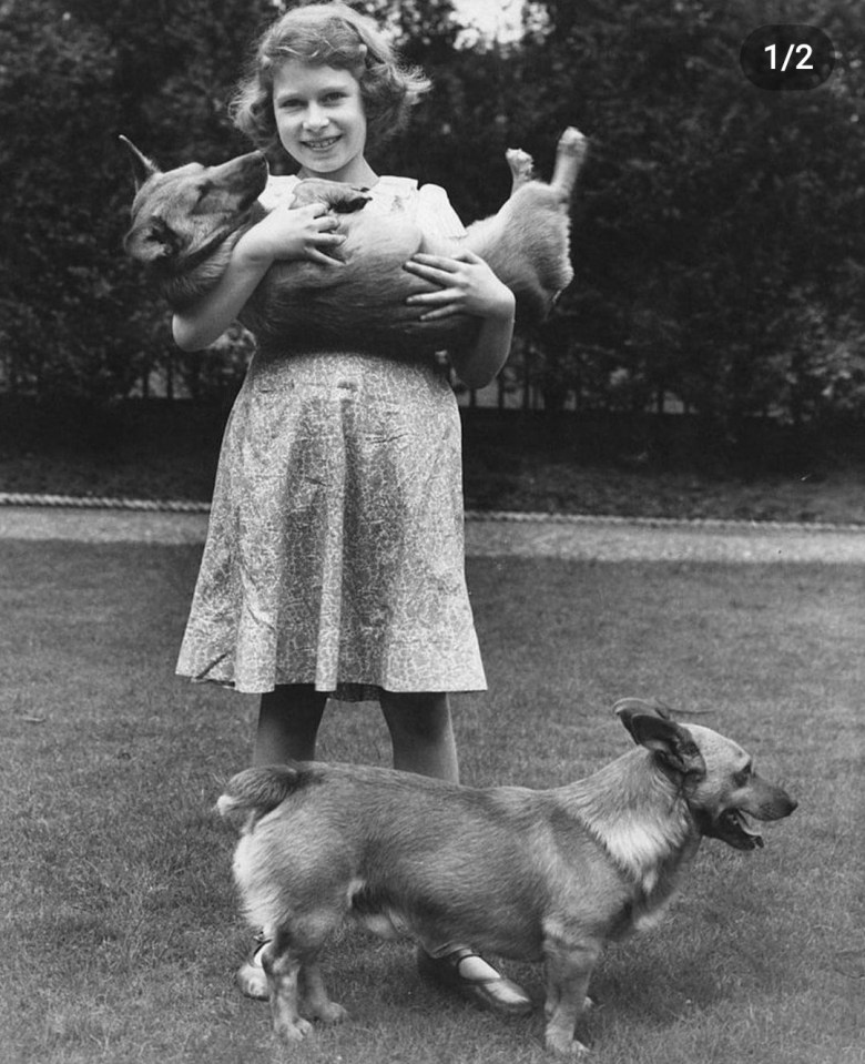 Carrie shared a lovely photo of The Queen with her beloved Corgis