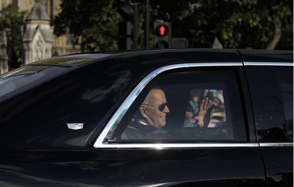 Joe Biden and The Beast in London yesterday