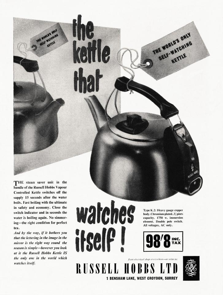 CLICKED WITH CUSTOMERS . . . 1956 Russell Hobbs kettle was popular as it switched off after boiling