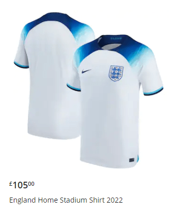 England's home 'stadium' shirt retails at £105