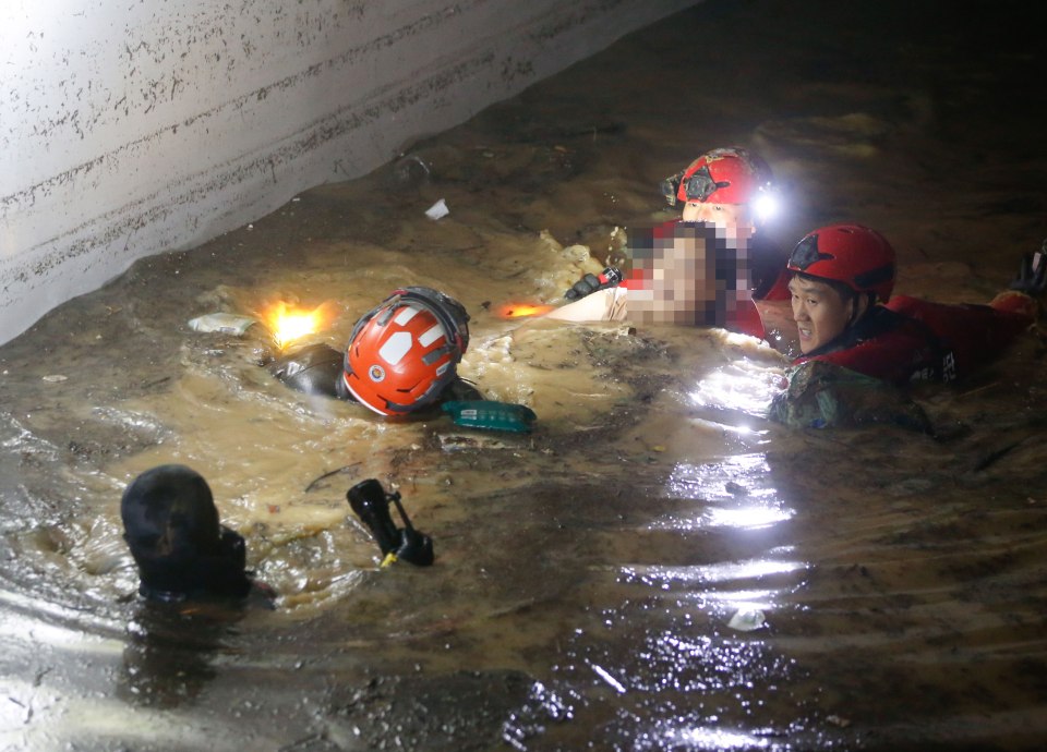 Two people were able to survive by clinging onto ceiling pipes