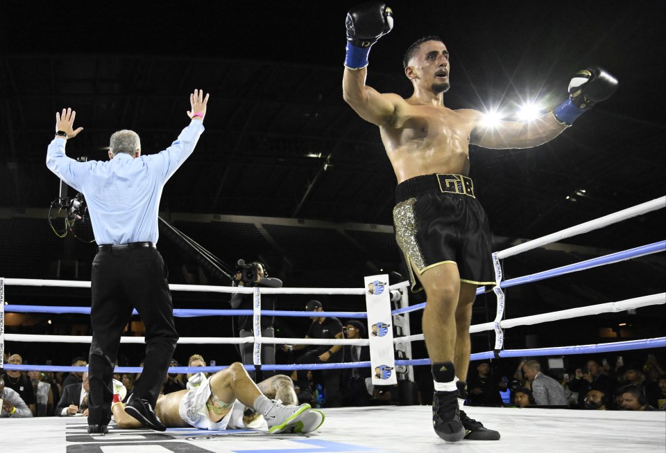 Austin McBroom was knocked out by AnEsonGib in Los Angeles in their boxing battle