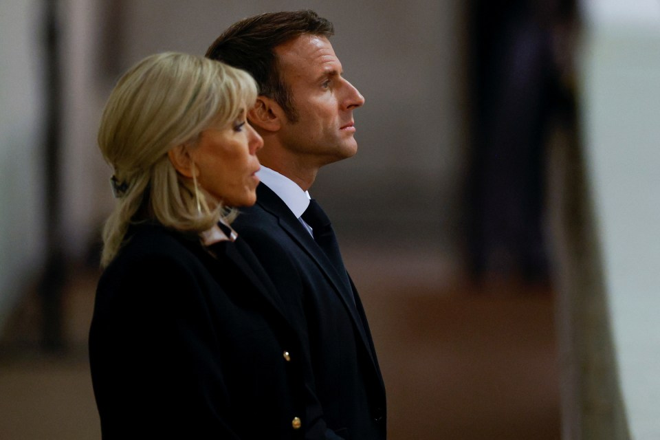 Macron and his wife Brigitte visit Westminster Hall to pay their respects to the Queen