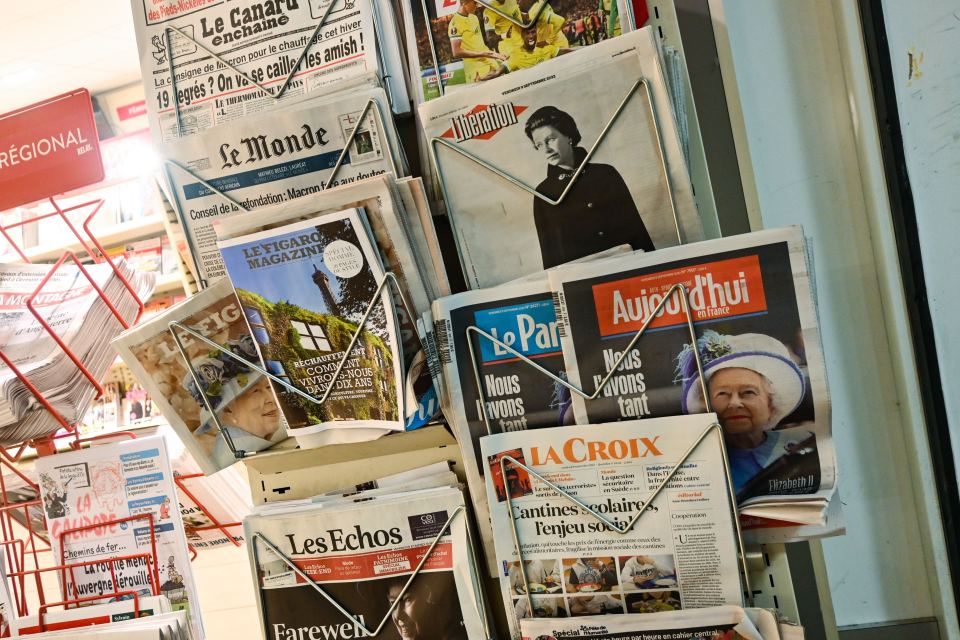 Newspapers in France were dominated by the news of Queen's passing