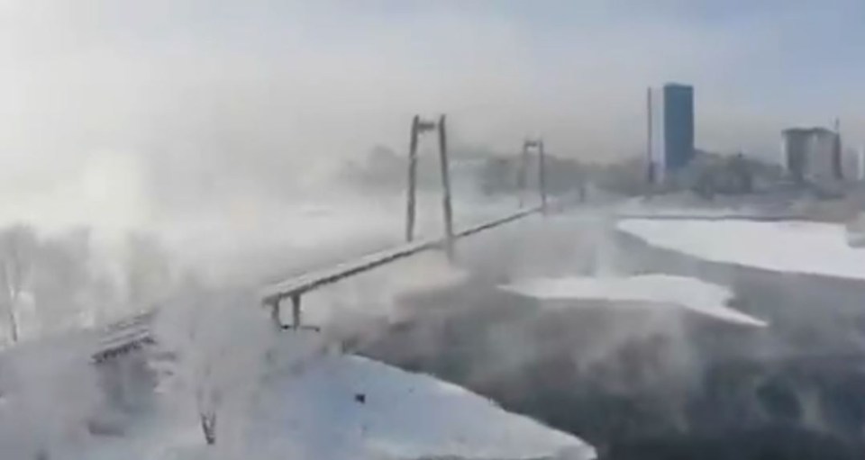 The two-minute video shows Europe ‘freezing’ to death