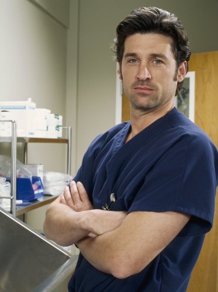 Patrick looked very different to when he played Doctor McDreamy in Grey's Anatomy