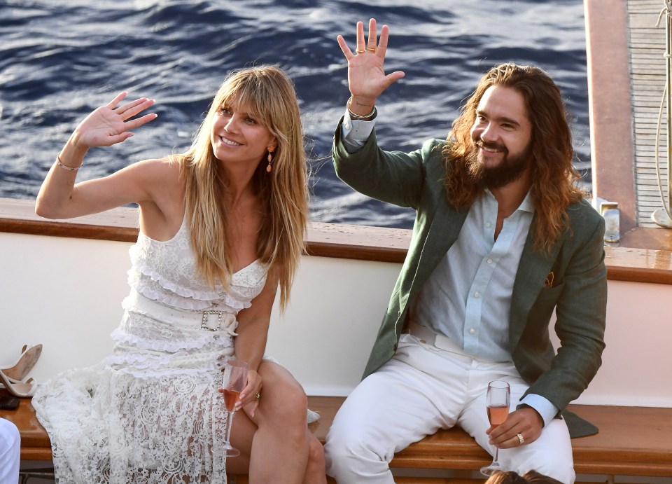 The supermodel renewed her vows with hubby Tom Kaulitz (right) about the famous superyacht