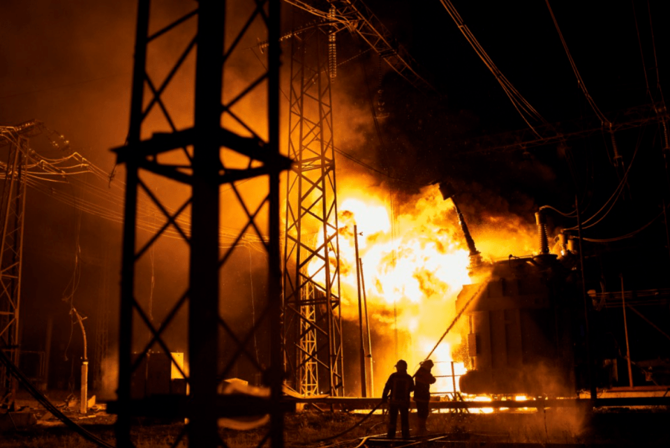 Power stations were set ablaze by the strikes from Putin's forces