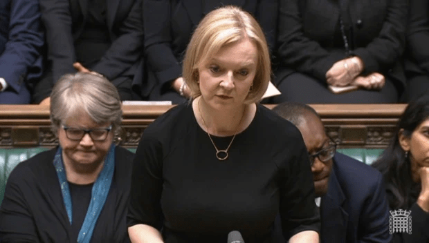 Liz Truss led tributes to the Queen in Parliament today Credit: PA