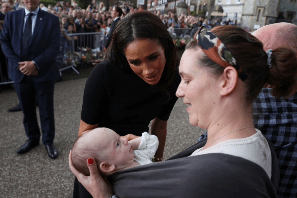 She stopped to coo over a baby