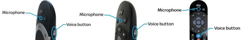 Here’s where the Voice button sits on different Sky remotes