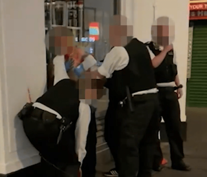 Footage shows the aftermath of two police officers being stabbed