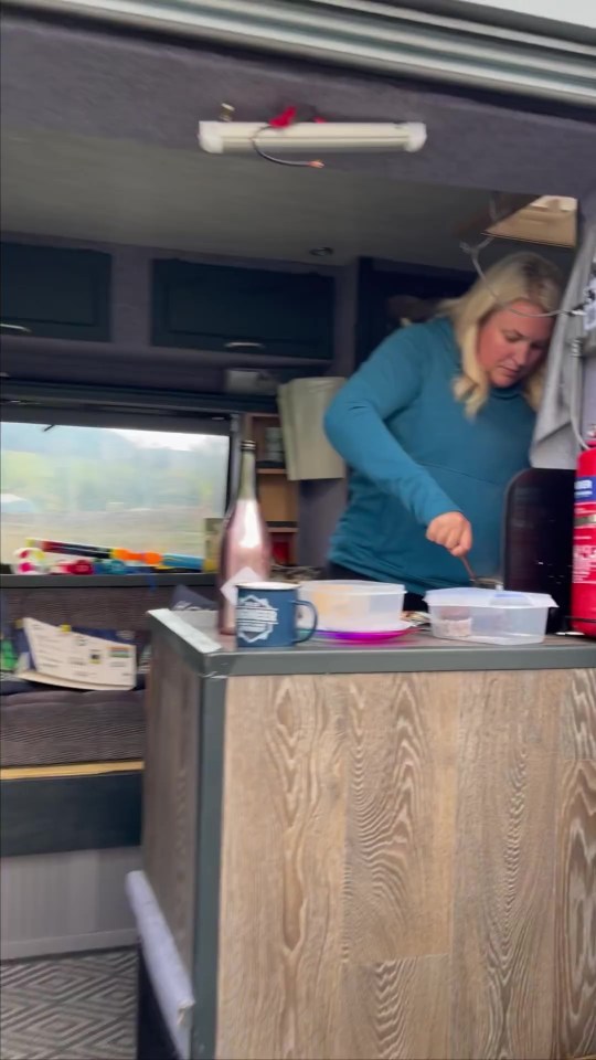 The campervan has a sprawling kitchen